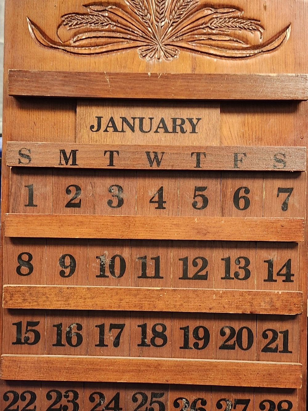 Vintage Wooden Perpetual Calendar - Brown
